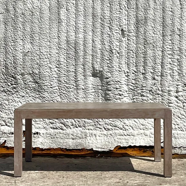 Vintage Boho Patinated Lattice Parsons Coffee Table — additional photo 7