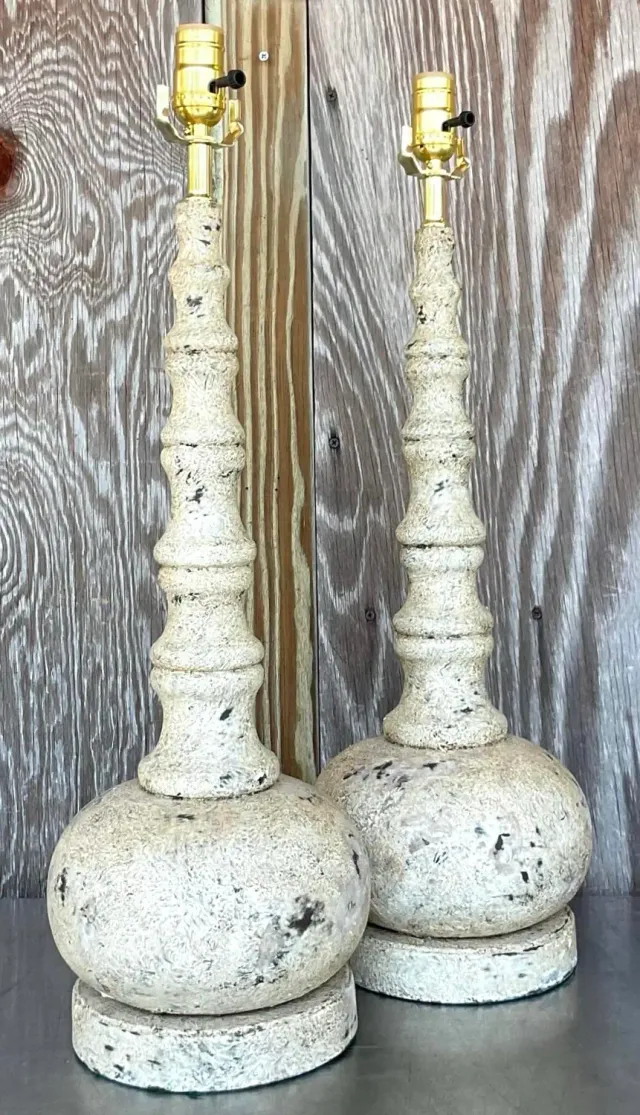 Vintage Boho Patinated Long Neck Lamps - a Pair — additional photo 1