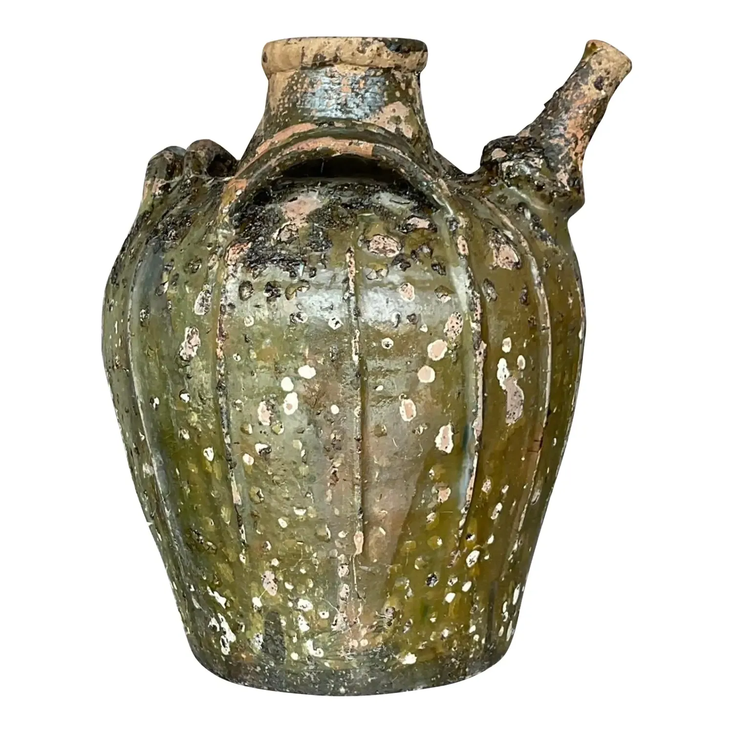 Vintage Boho Patinated Matte Glazed Ceramic Urn — additional photo 1