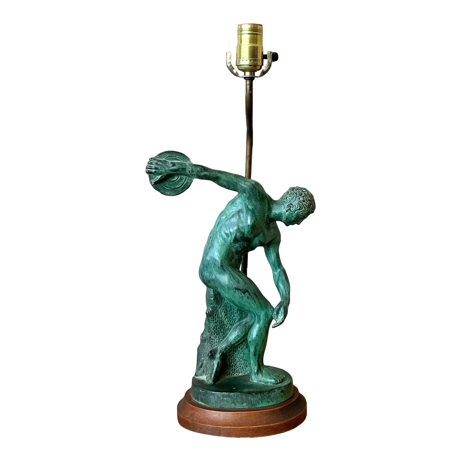  Vintage Boho Patinated Metal “Discobole of Myron” Lamp