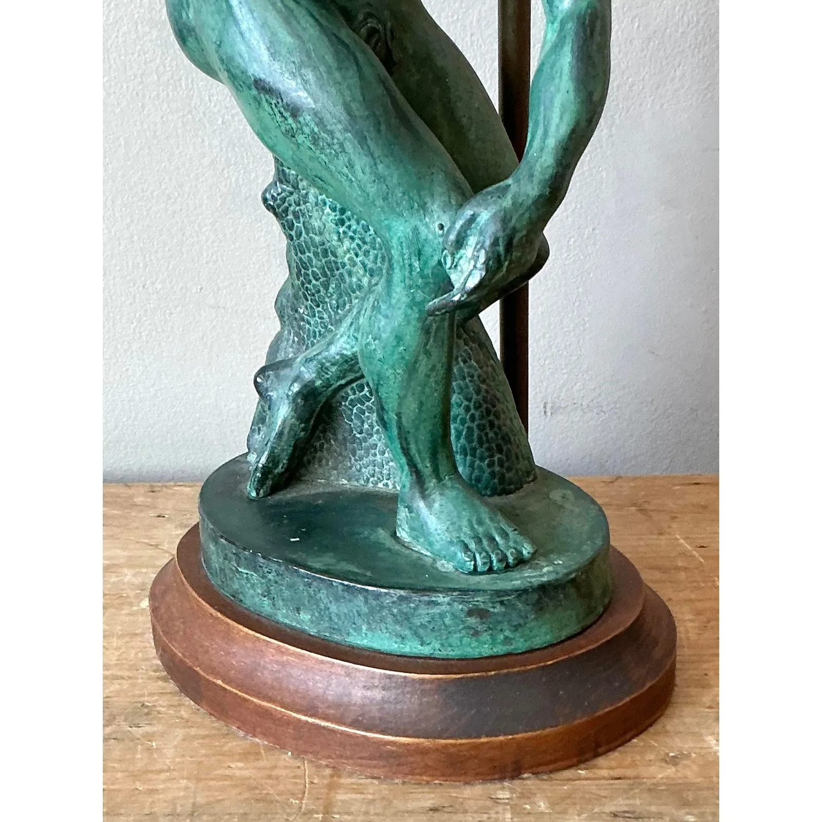  Vintage Boho Patinated Metal “Discobole of Myron” Lamp — additional photo 2