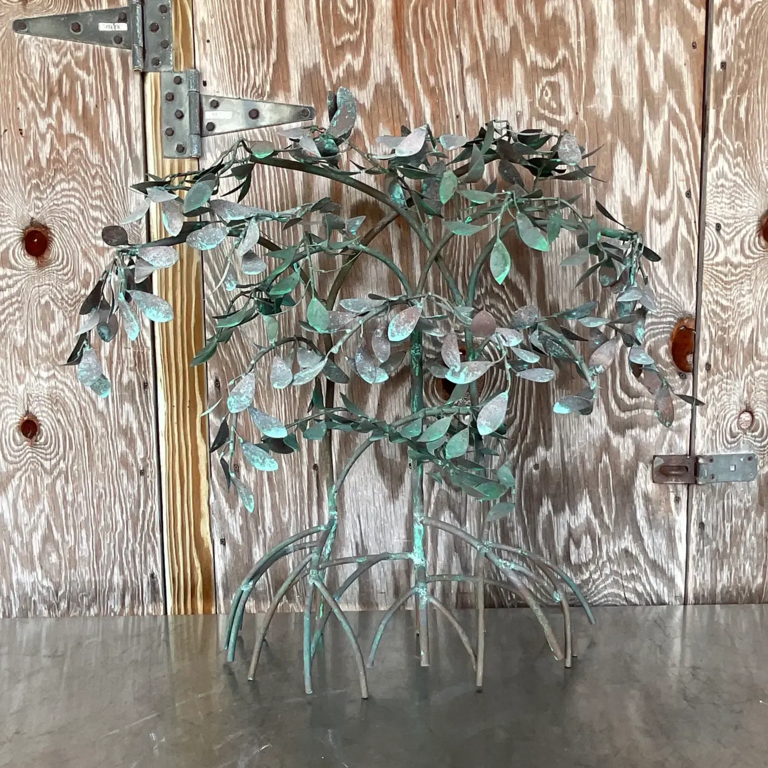 Vintage Boho Patinated Metal Mangrove Wall Sculpture — additional photo 2