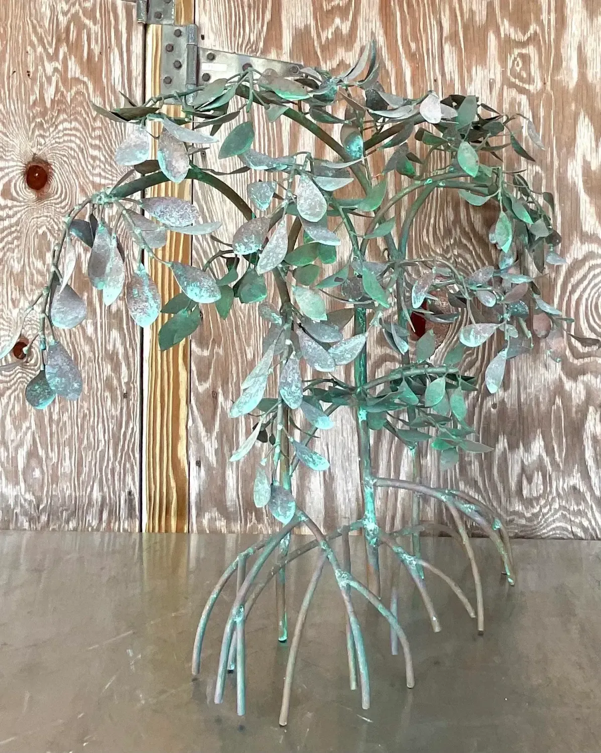 Vintage Boho Patinated Metal Mangrove Wall Sculpture — additional photo 3