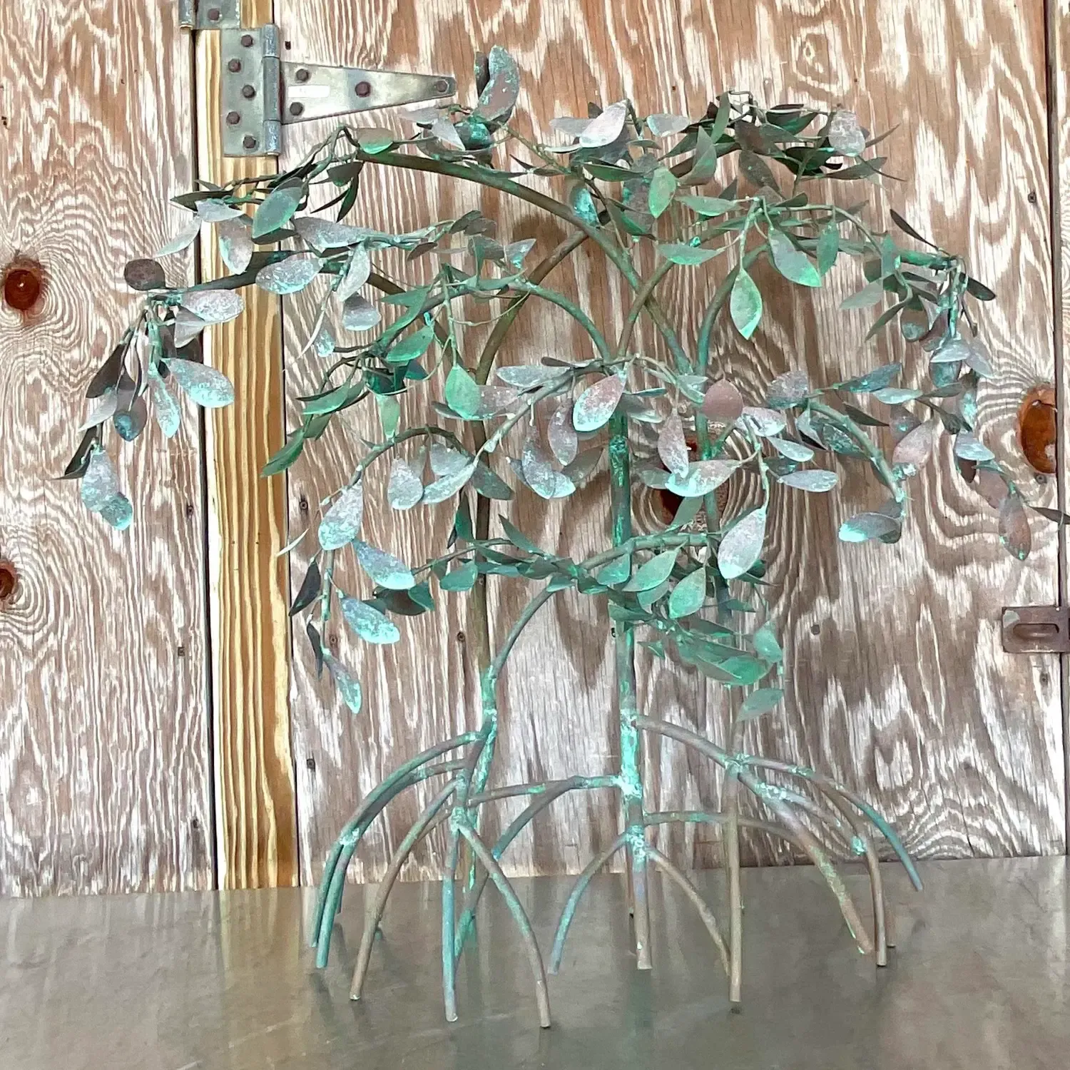 Vintage Boho Patinated Metal Mangrove Wall Sculpture — additional photo 4
