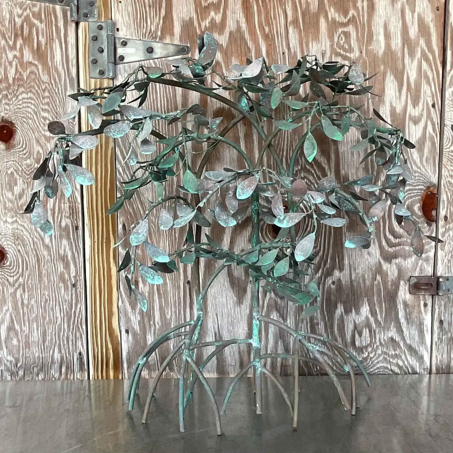 Vintage Boho Patinated Metal Mangrove Wall Sculpture — additional photo 6