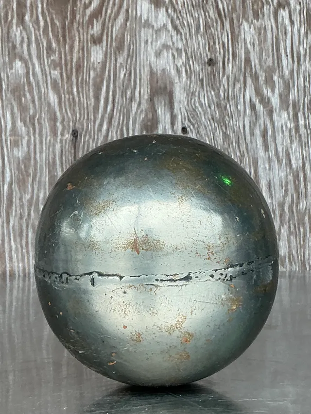 Vintage Boho Patinated Metal Sphere — additional photo 2