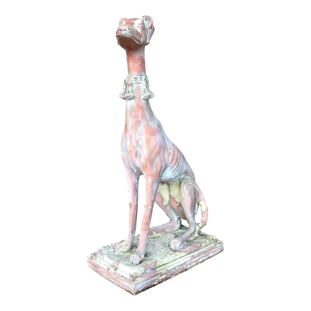 Vintage Boho Patinated Resin Greyhound Statue — additional photo 2