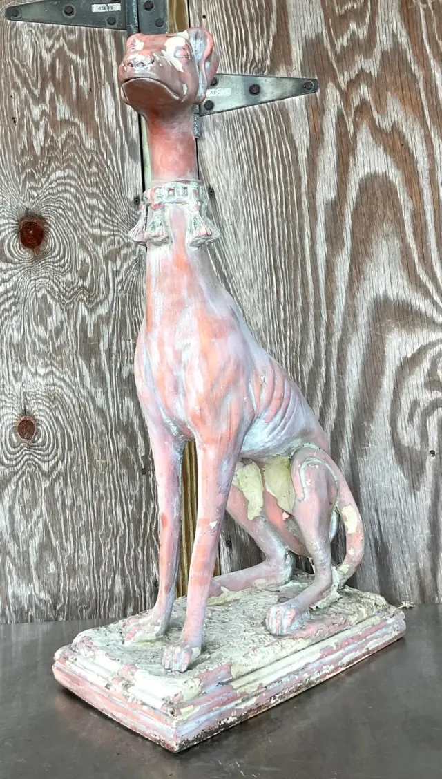 Vintage Boho Patinated Resin Greyhound Statue — additional photo 3