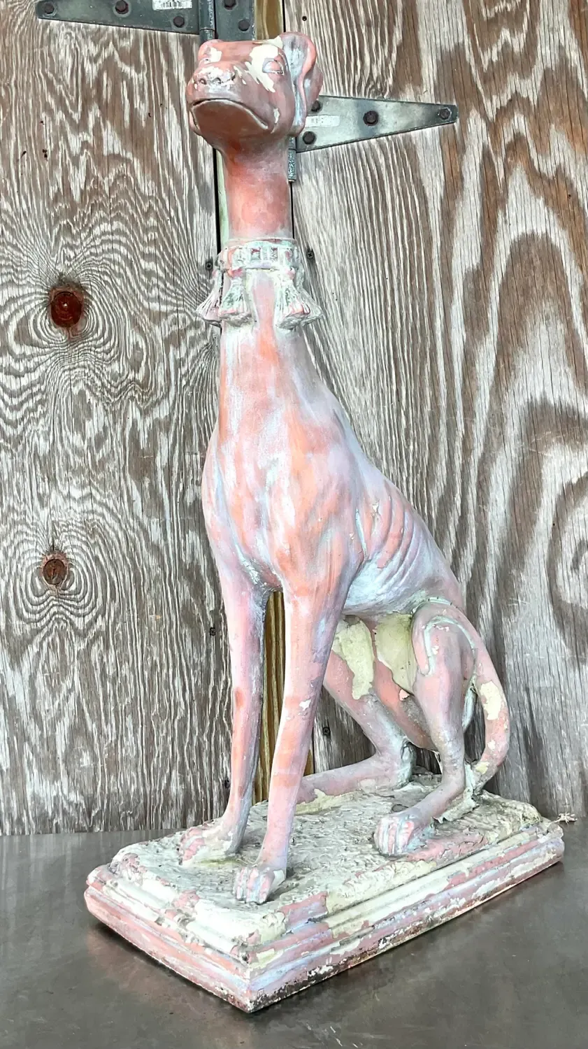 Vintage Boho Patinated Resin Greyhound Statue — additional photo 4