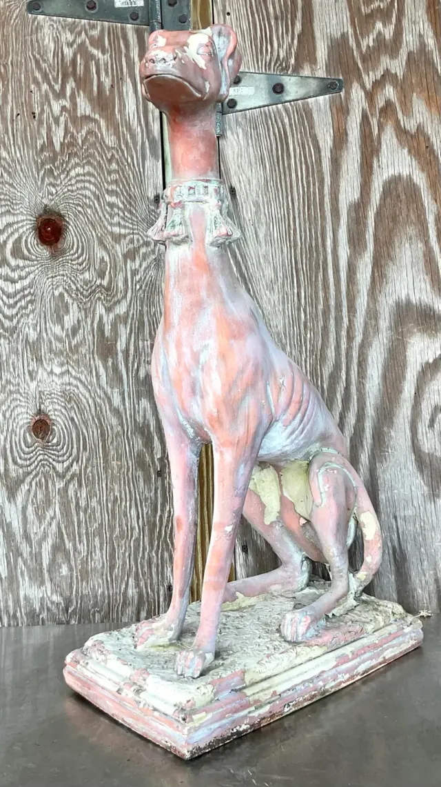 Vintage Boho Patinated Resin Greyhound Statue — additional photo 4