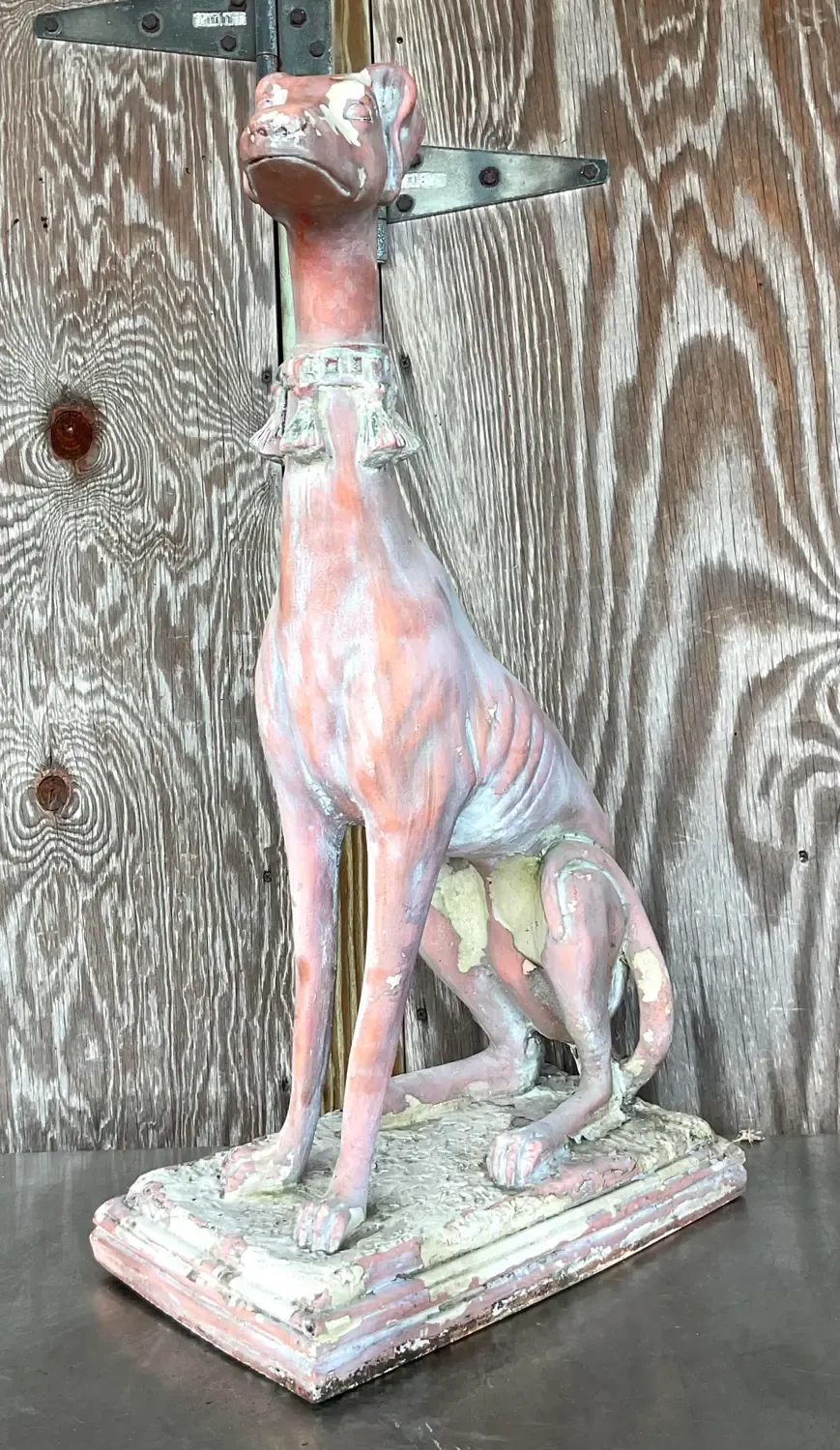 Vintage Boho Patinated Resin Greyhound Statue — additional photo 5