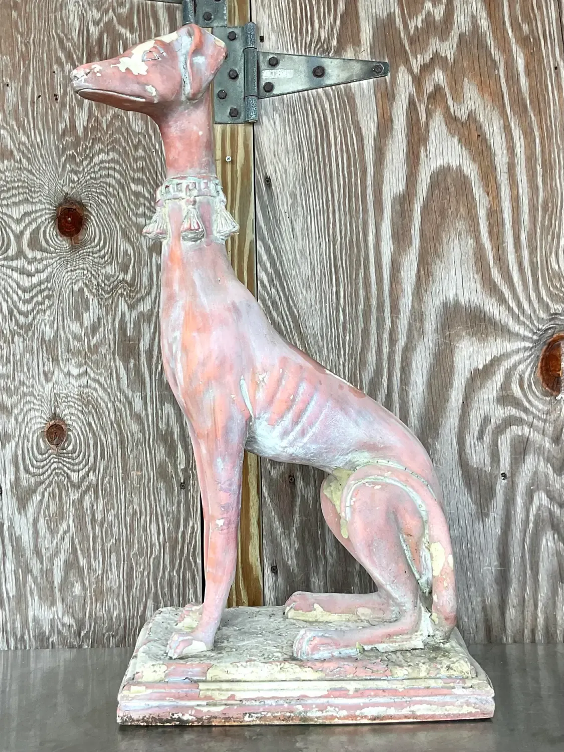 Vintage Boho Patinated Resin Greyhound Statue — additional photo 6