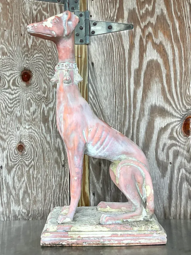 Vintage Boho Patinated Resin Greyhound Statue — additional photo 8