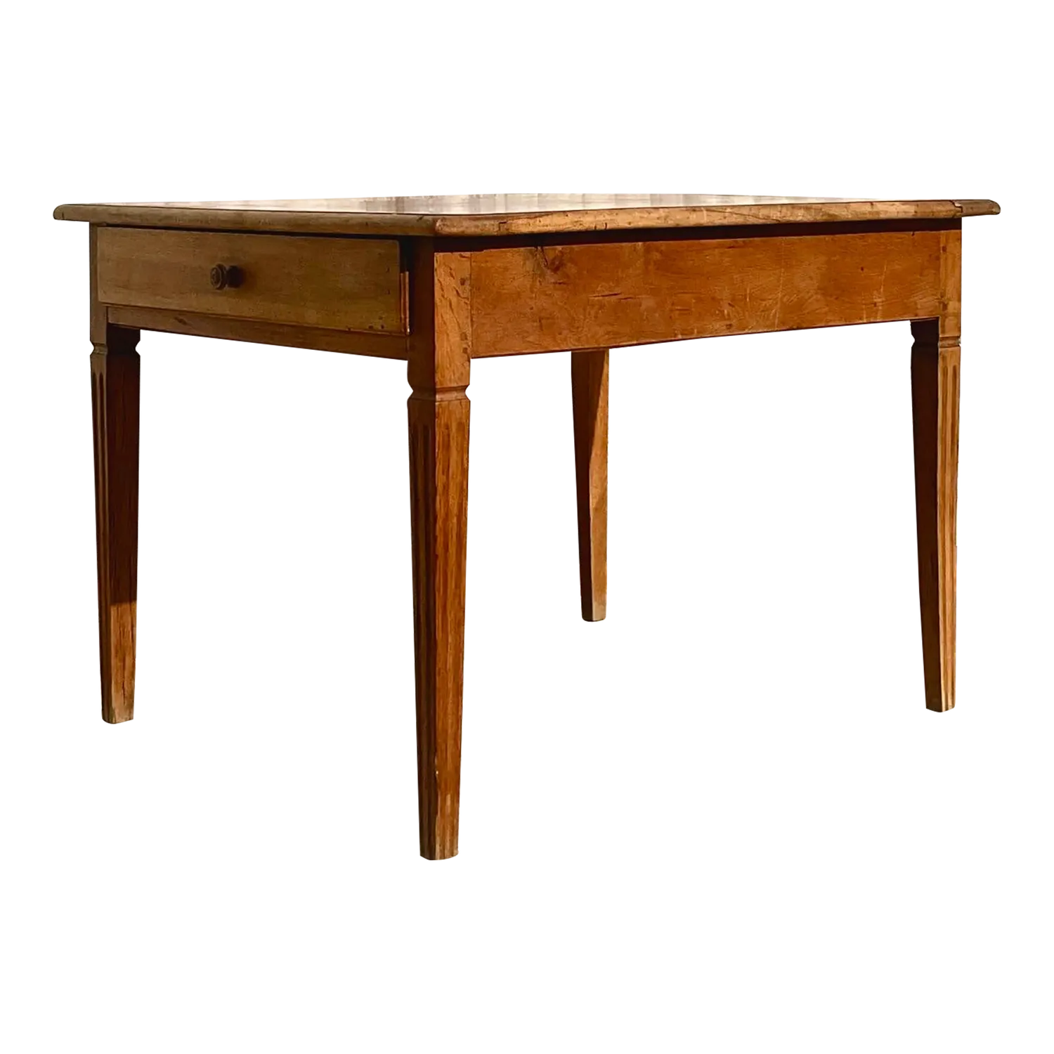 Vintage Boho Patinated Two Drawer Farm Table