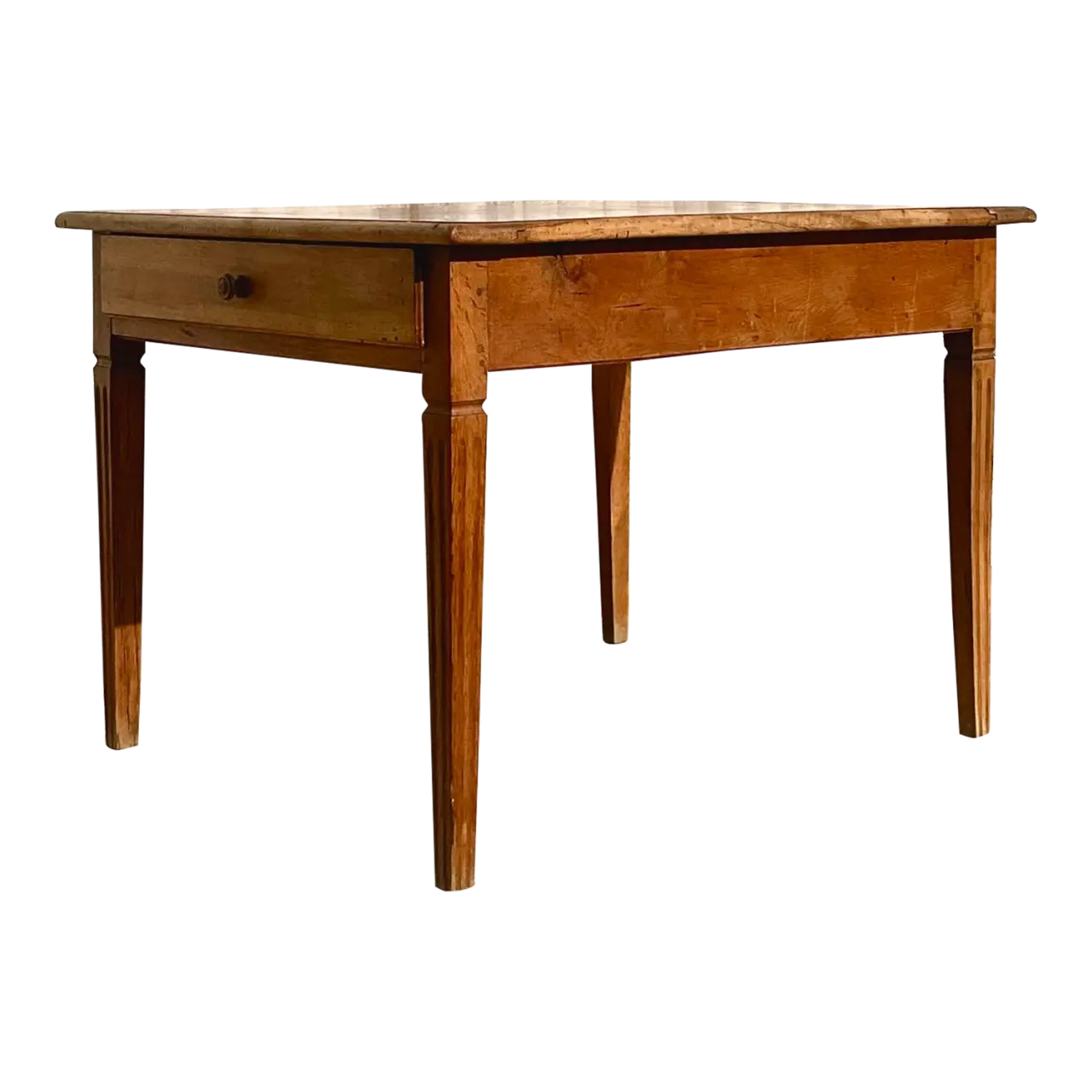 Vintage Boho Patinated Two Drawer Farm Table