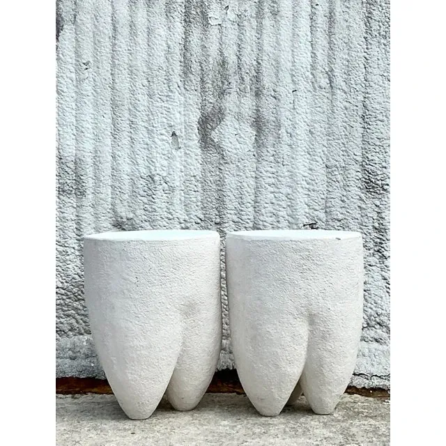 Vintage Boho Pebbled Biomorphic Low Stools - a Pair — additional photo 5
