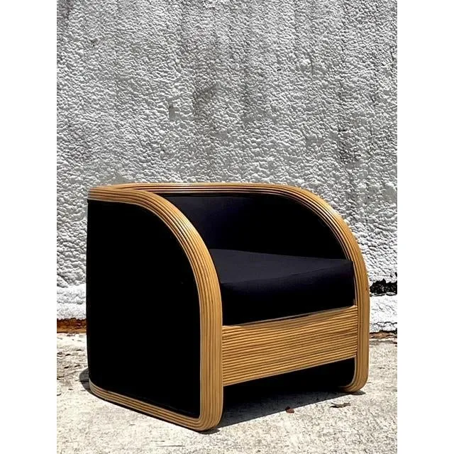 Vintage Boho Pencil Reed Lounge Chair — additional photo 2