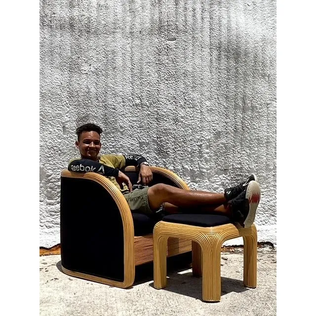Vintage Boho Pencil Reed Lounge Chair — additional photo 4