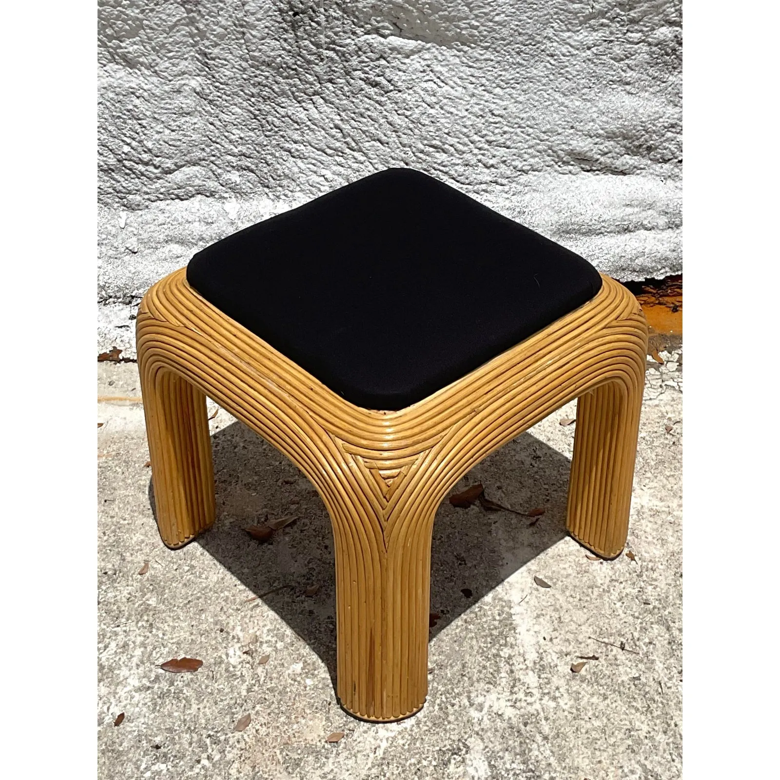 Vintage Boho Pencil Reed Ottoman — additional photo 2