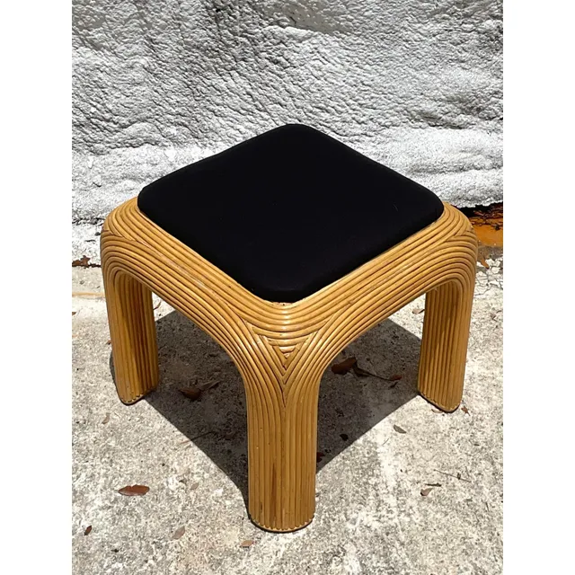 Vintage Boho Pencil Reed Ottoman — additional photo 2