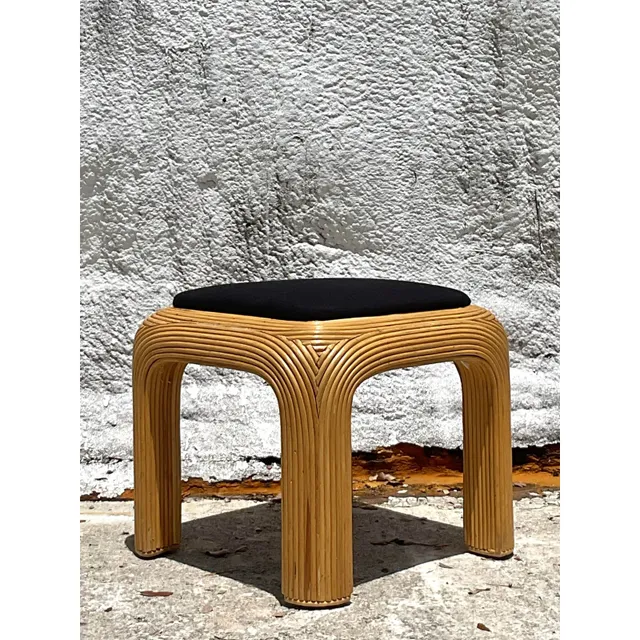 Vintage Boho Pencil Reed Ottoman — additional photo 4