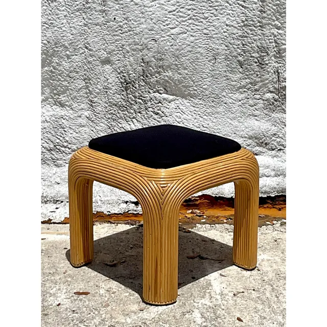 Vintage Boho Pencil Reed Ottoman — additional photo 5