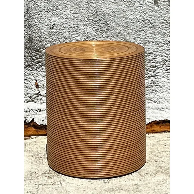 Vintage Boho Pencil Reed Table Pedestal — additional photo 2