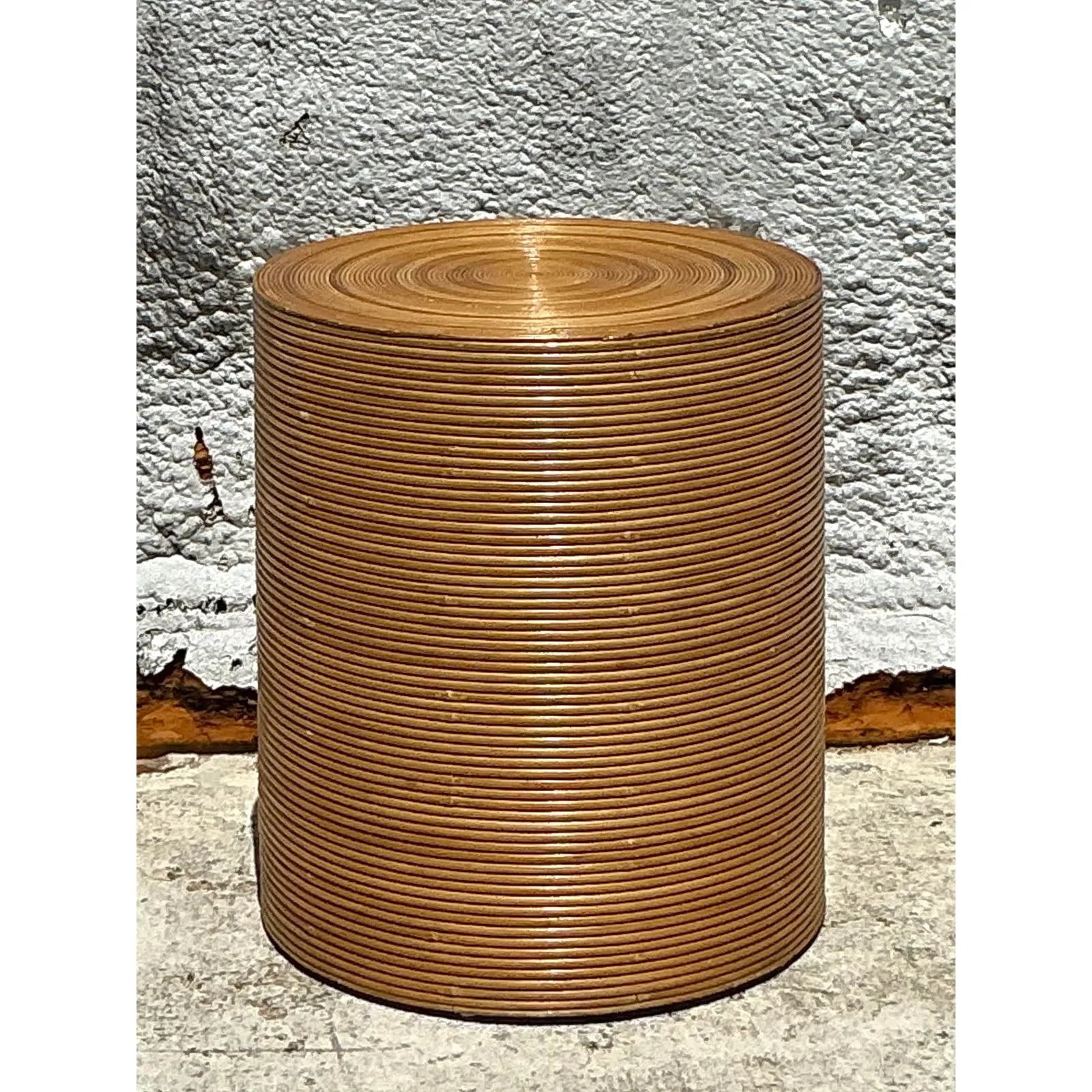Vintage Boho Pencil Reed Table Pedestal — additional photo 4