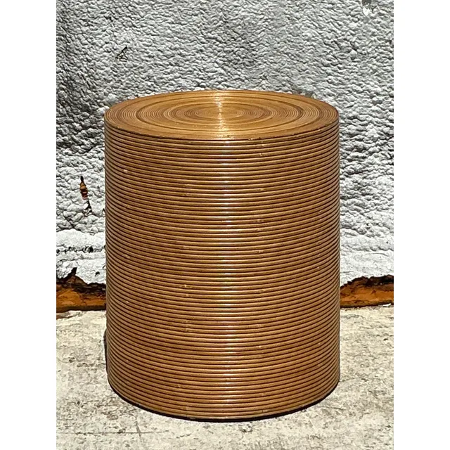 Vintage Boho Pencil Reed Table Pedestal — additional photo 4