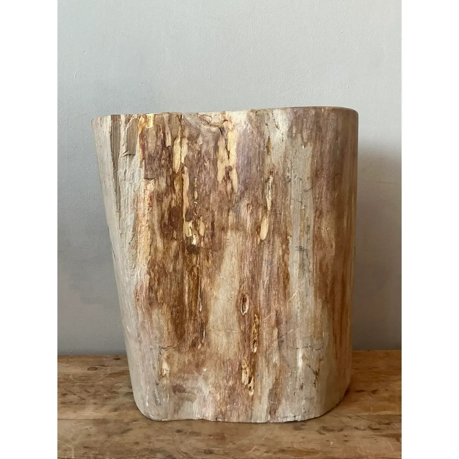 Vintage Boho Petrified Wood Stool — additional photo 4