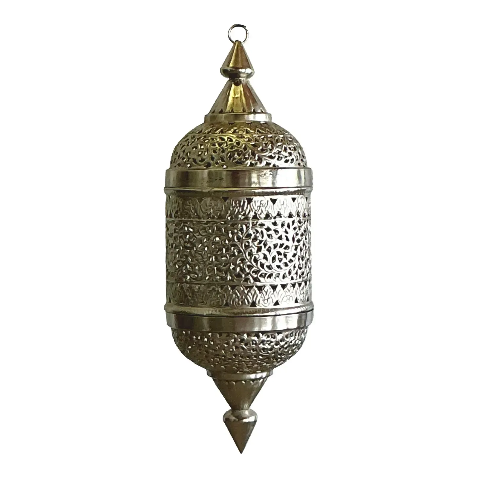 Vintage Boho Pierced Metal Moroccan Lantern — additional photo 1