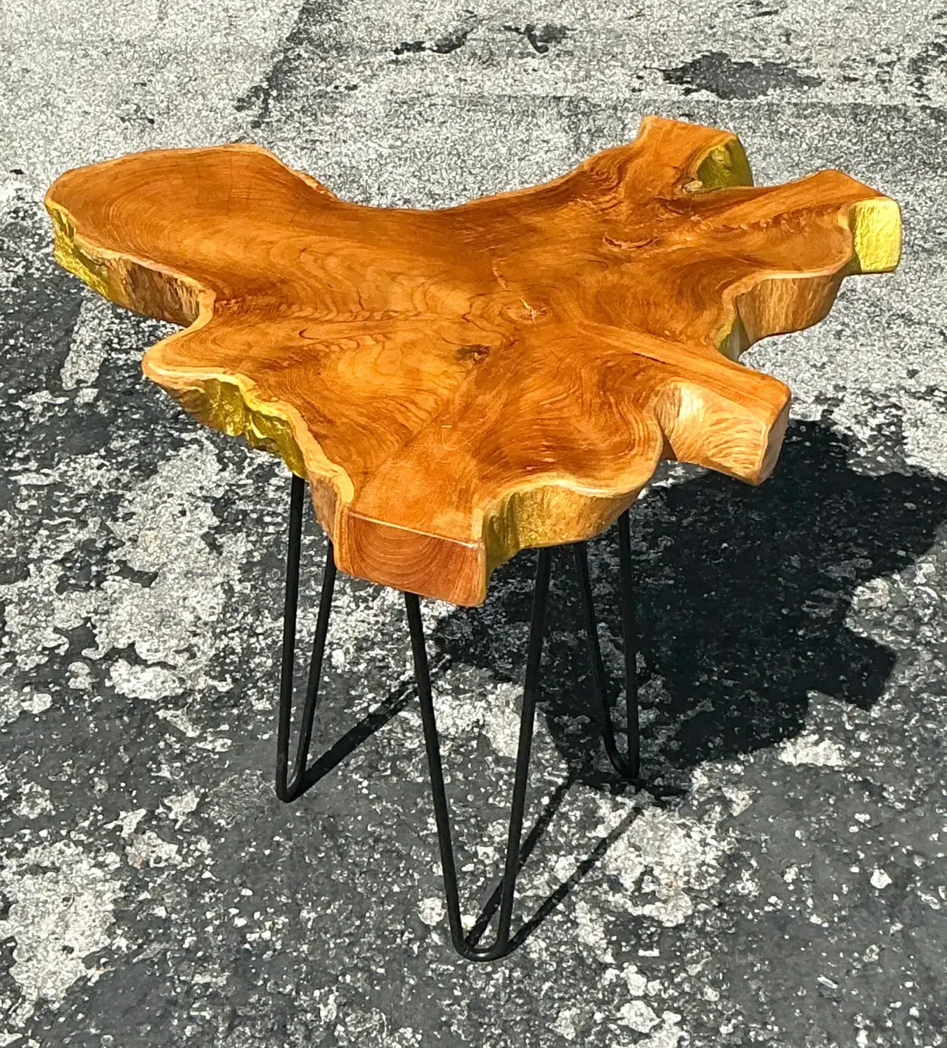 Vintage Boho Pin Leg Slab Side Table — additional photo 1