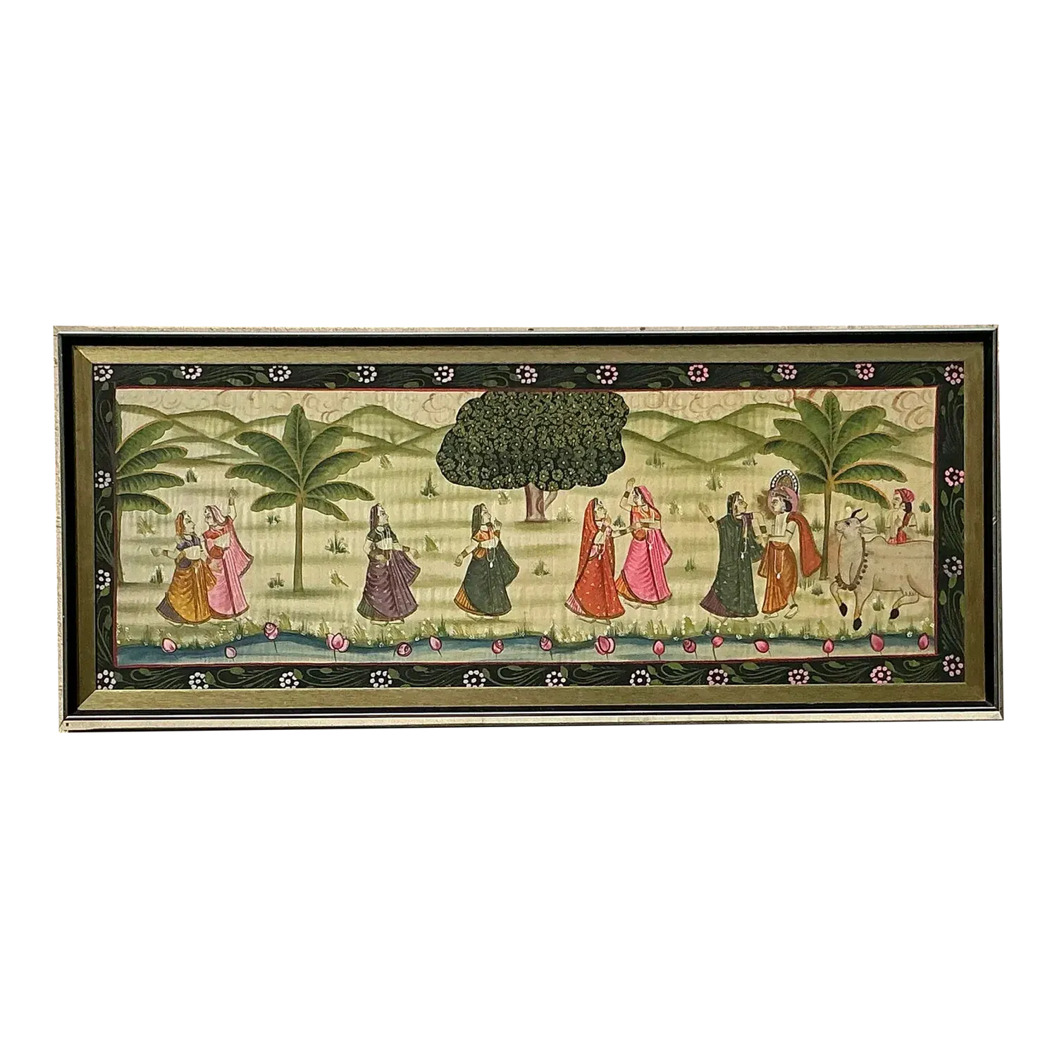 Vintage Boho Pishwaa Painting on Silk