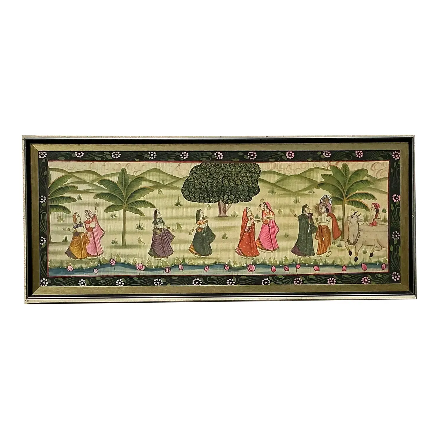 Vintage Boho Pishwaa Painting on Silk — additional photo 1