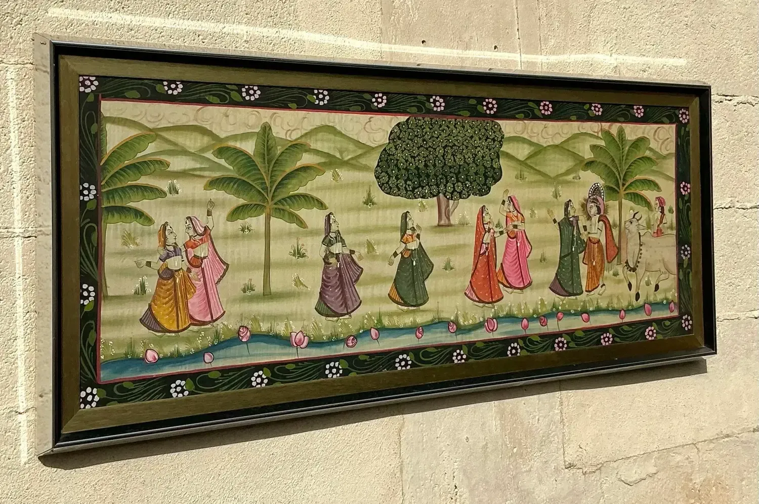 Vintage Boho Pishwaa Painting on Silk — additional photo 2