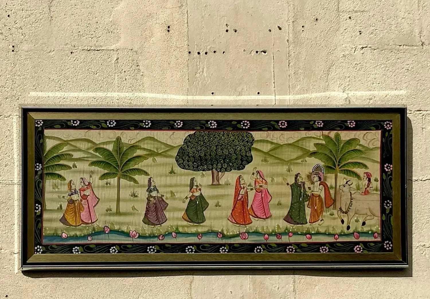 Vintage Boho Pishwaa Painting on Silk — additional photo 3