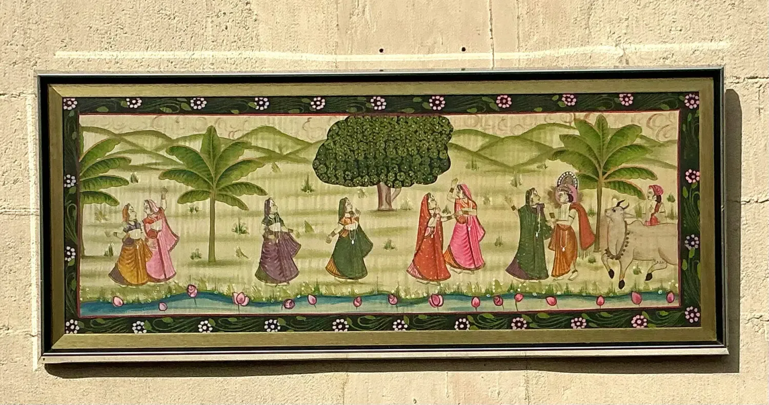 Vintage Boho Pishwaa Painting on Silk — additional photo 4