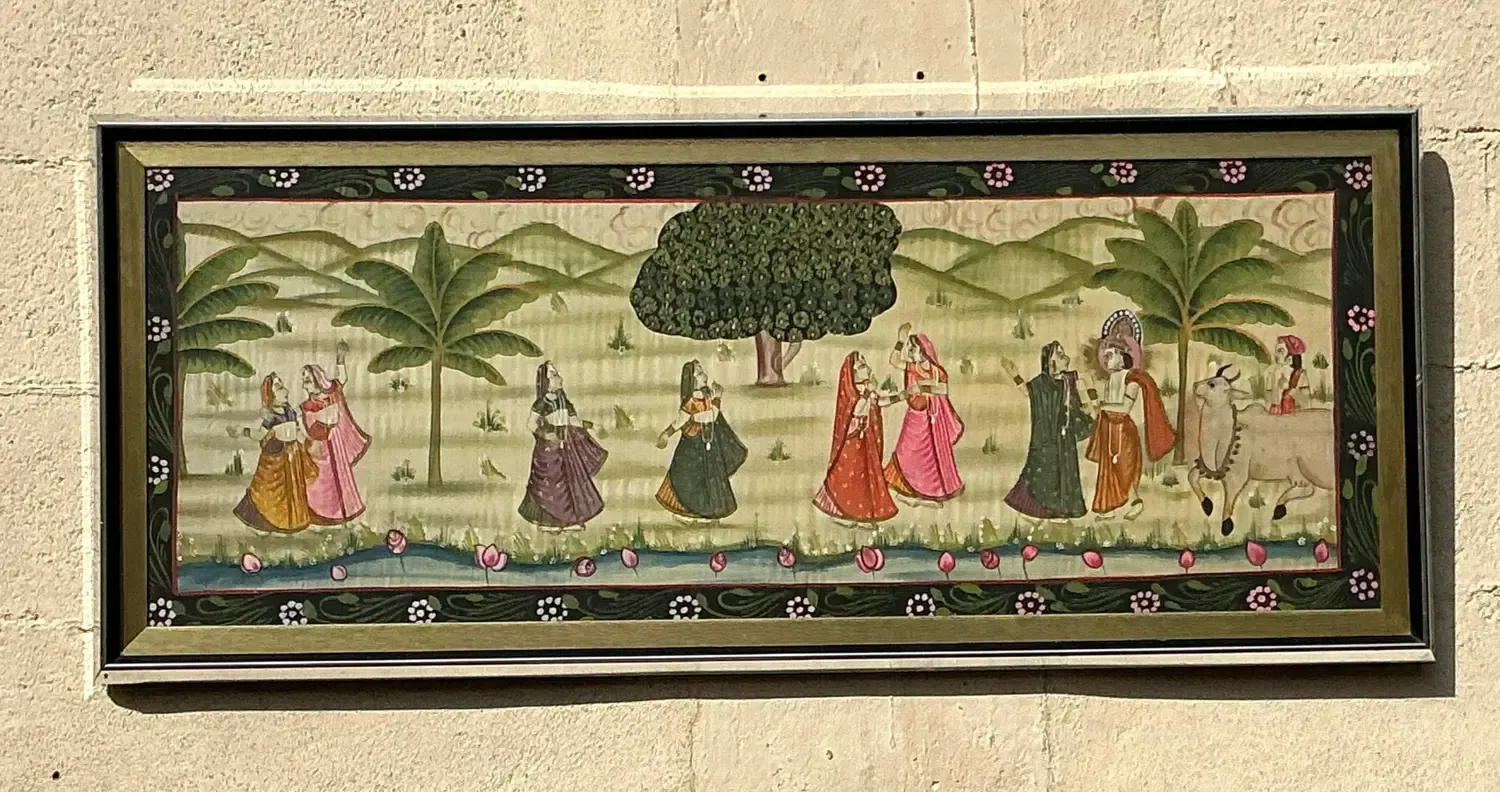 Vintage Boho Pishwaa Painting on Silk — additional photo 6