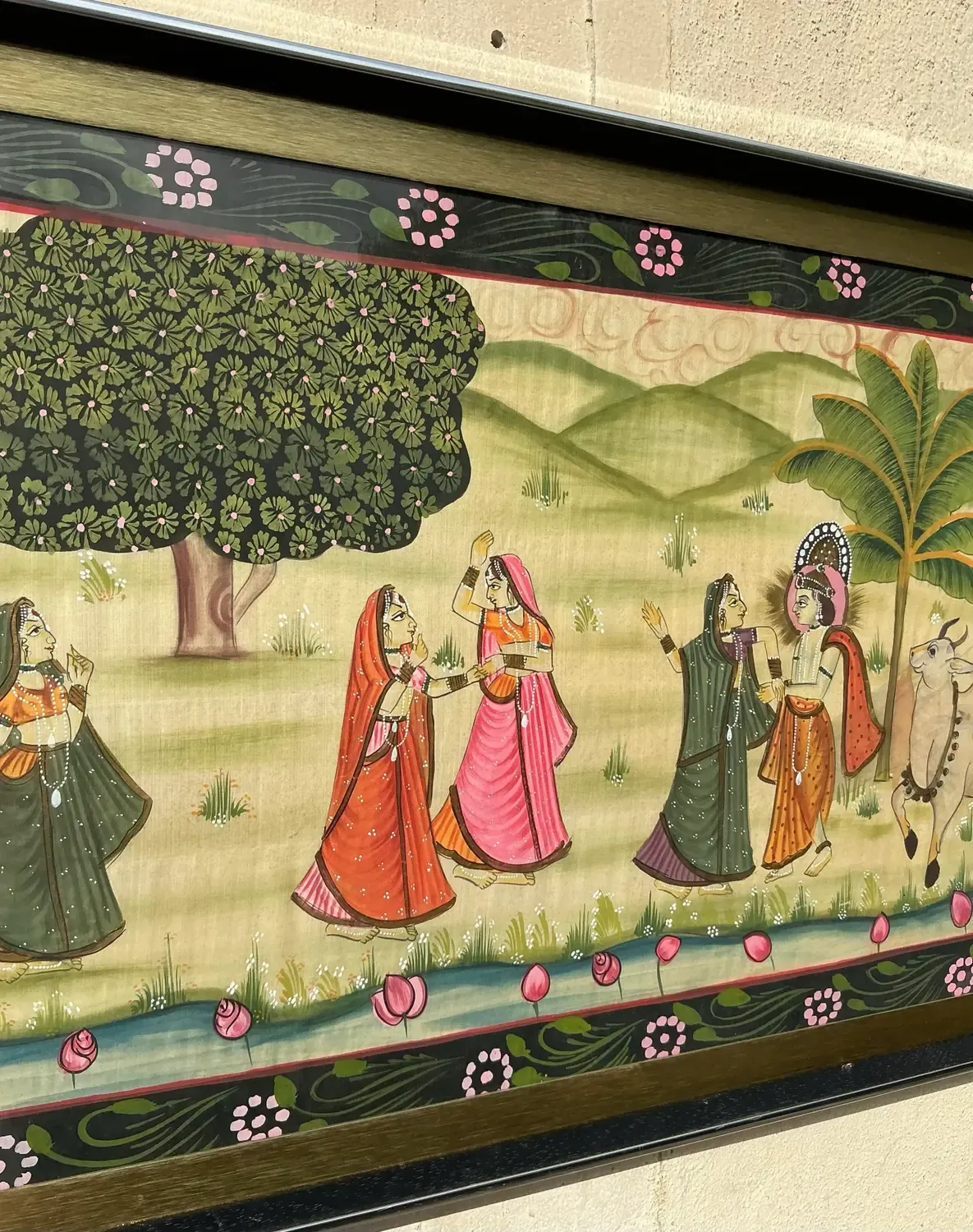 Vintage Boho Pishwaa Painting on Silk — additional photo 8