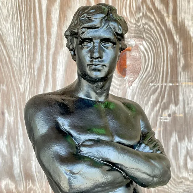 Vintage Boho Plaster Statue of Man — additional photo 1