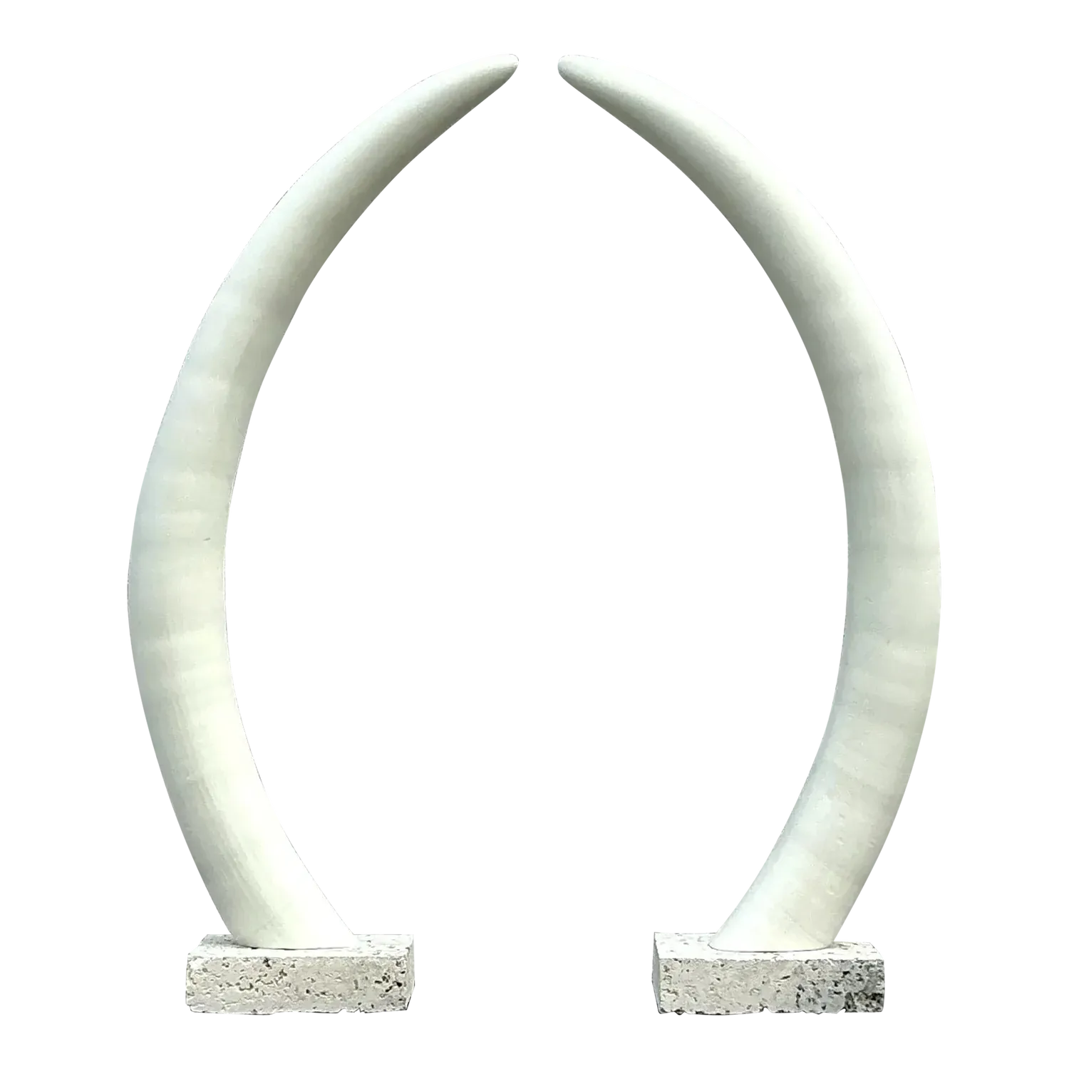 Vintage Boho Plaster Elephant Tusks on Coquina Plinth - a Pair — additional photo 1