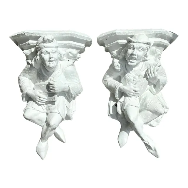 Vintage Boho Plaster Jester Brackets - a Pair — additional photo 1