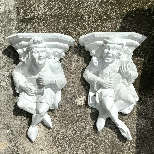 Vintage Boho Plaster Jester Brackets - a Pair — additional photo 2