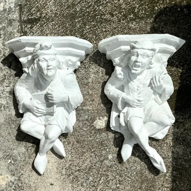 Vintage Boho Plaster Jester Brackets - a Pair — additional photo 6