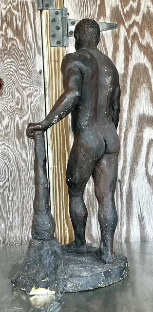 Vintage Boho Plaster Over Clay Sculpture Of Man  — additional photo 2