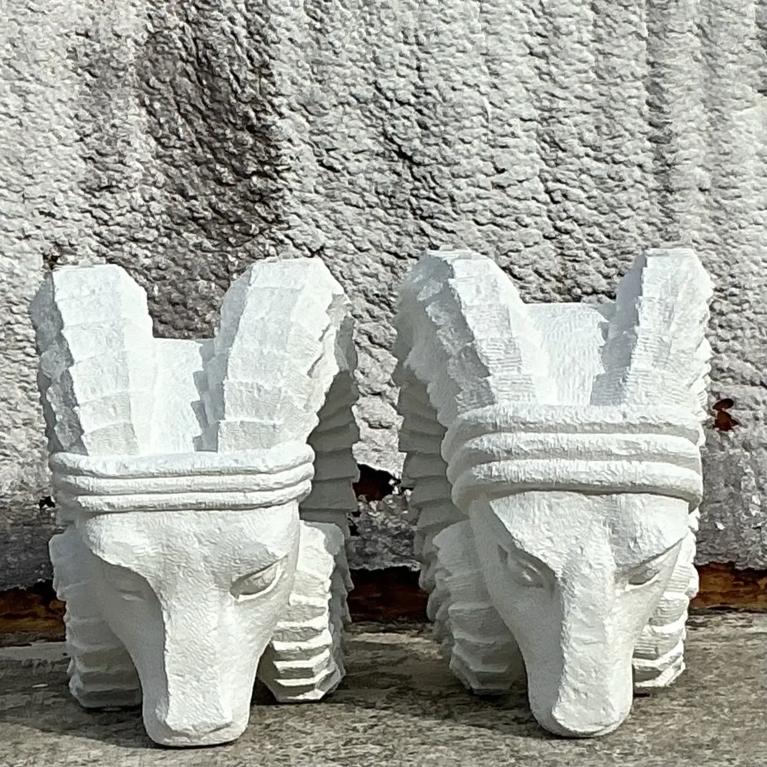 Vintage Boho Plaster Rams Heads - Set of 2 — additional photo 2