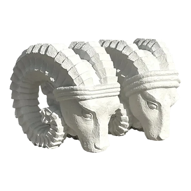 Vintage Boho Plaster Rams Heads - Set of 2 — additional photo 4