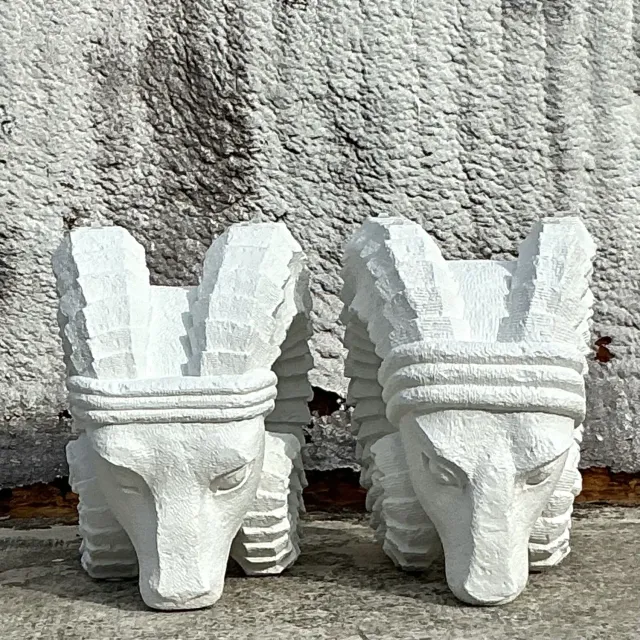 Vintage Boho Plaster Rams Heads - Set of 2 — additional photo 6