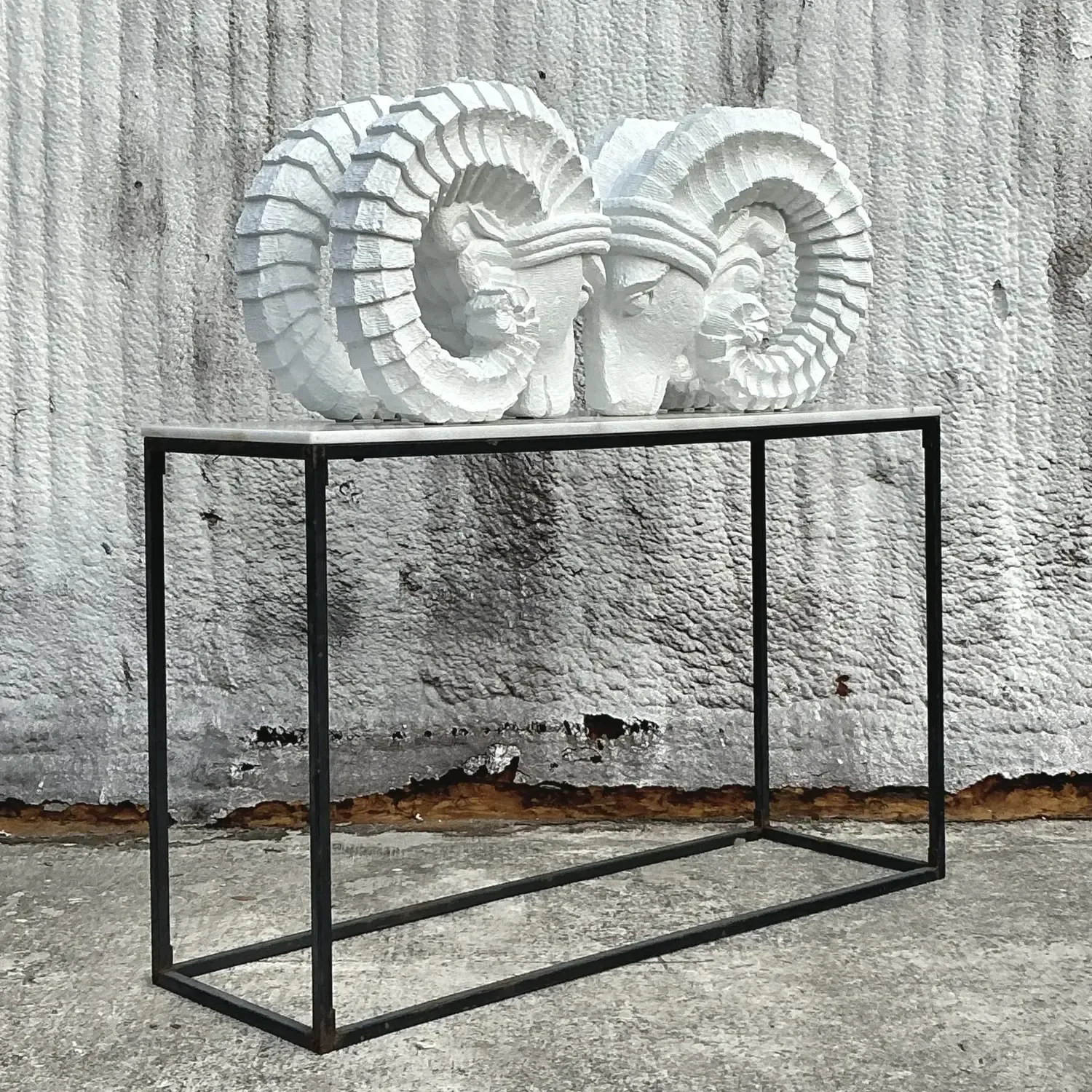 Vintage Boho Plaster Rams Heads - Set of 2 — additional photo 7