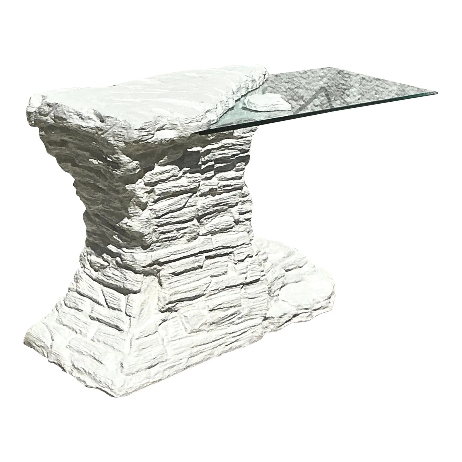 Vintage Boho Plaster Stacked Rock Console Table After Sirmos — additional photo 2